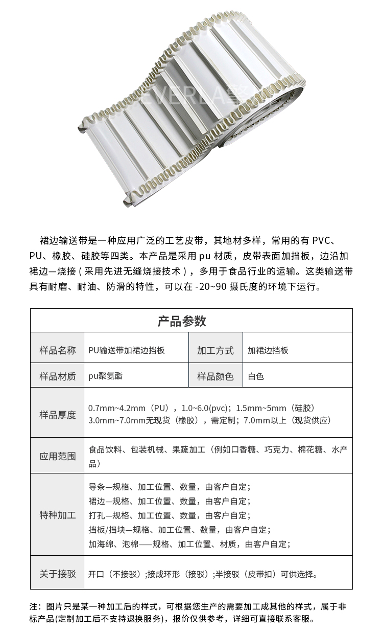 裙邊加擋板PU輸送帶細節(jié)圖2