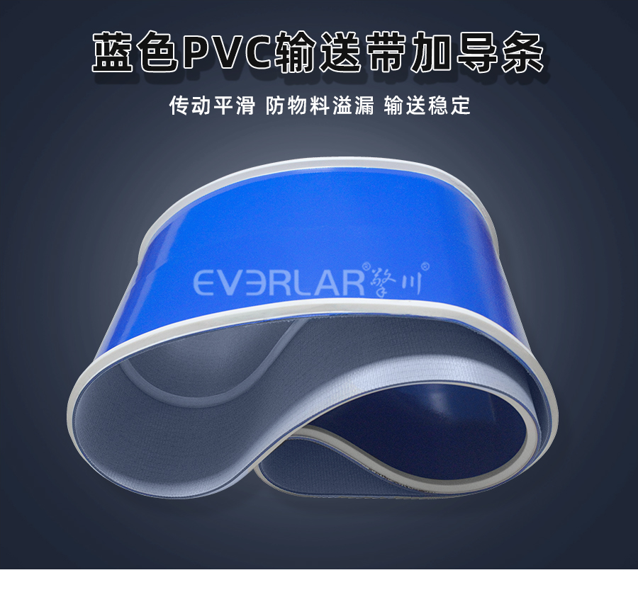 藍色PVC<a href='http://www.ontimecarpet.com/shusongdai/' target='_blank'><u>輸送帶</u></a>加導(dǎo)條<a href='http://www.ontimecarpet.com/shusongdai/' target='_blank'><u>輸送帶</u></a>詳情01